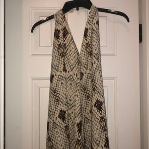Sexy snake skin print tie halter dress